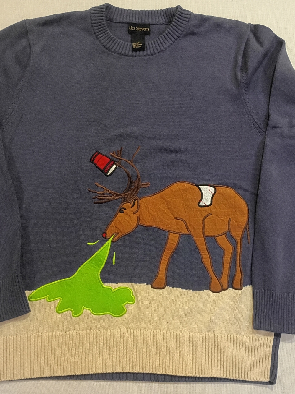 Alex Stevens Men’s Navy Blue Novelty Reindeer Sweater